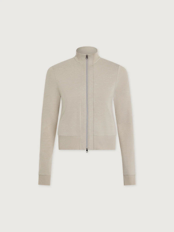 Rufus Cropped Zip-Through Sweat – Pebble Marl