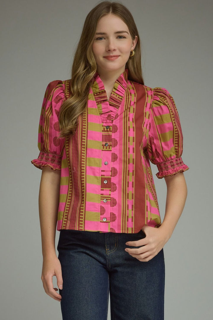 Winona Ruffle Top Plum