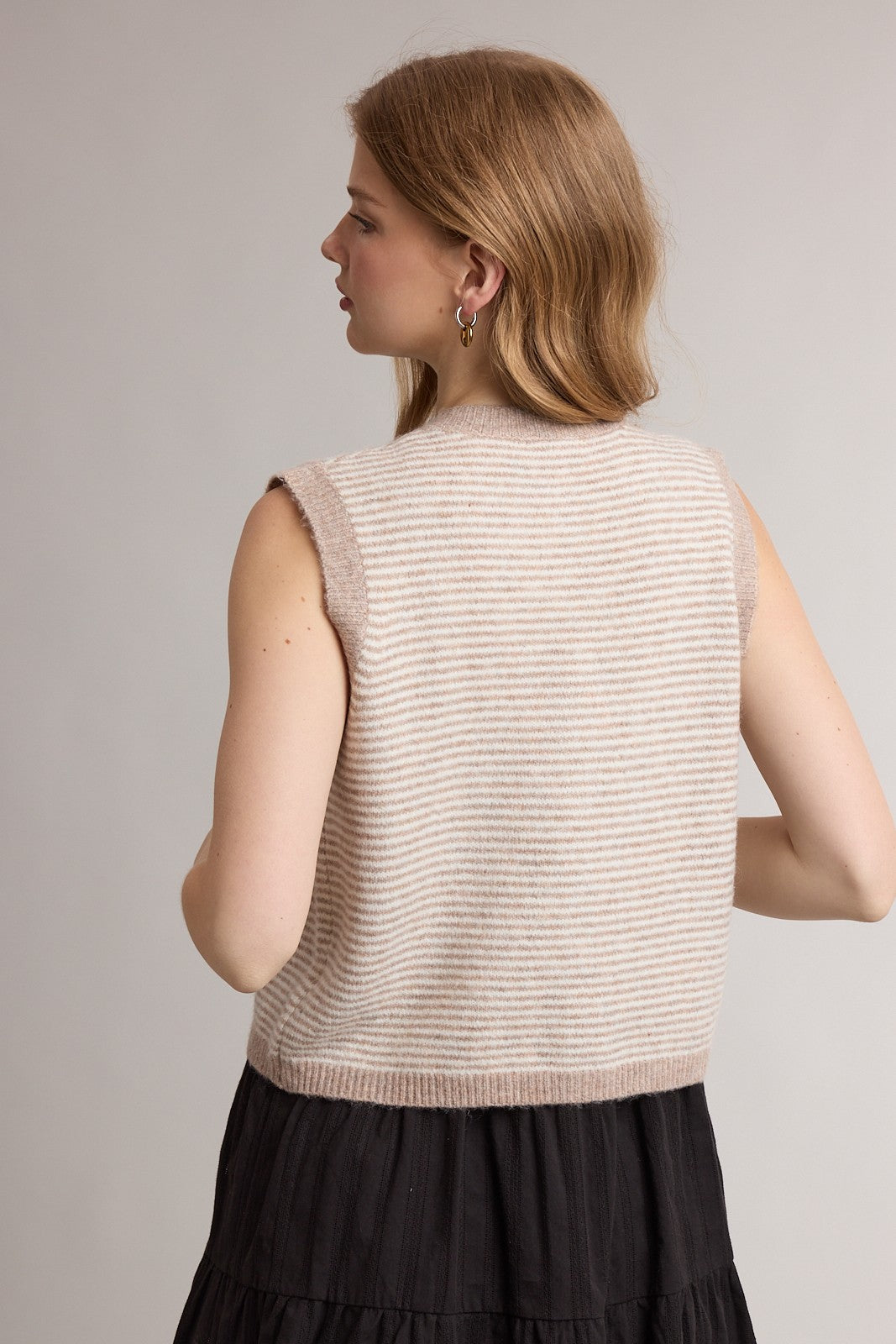 Aida Sweater Vest - Mocha/Off White