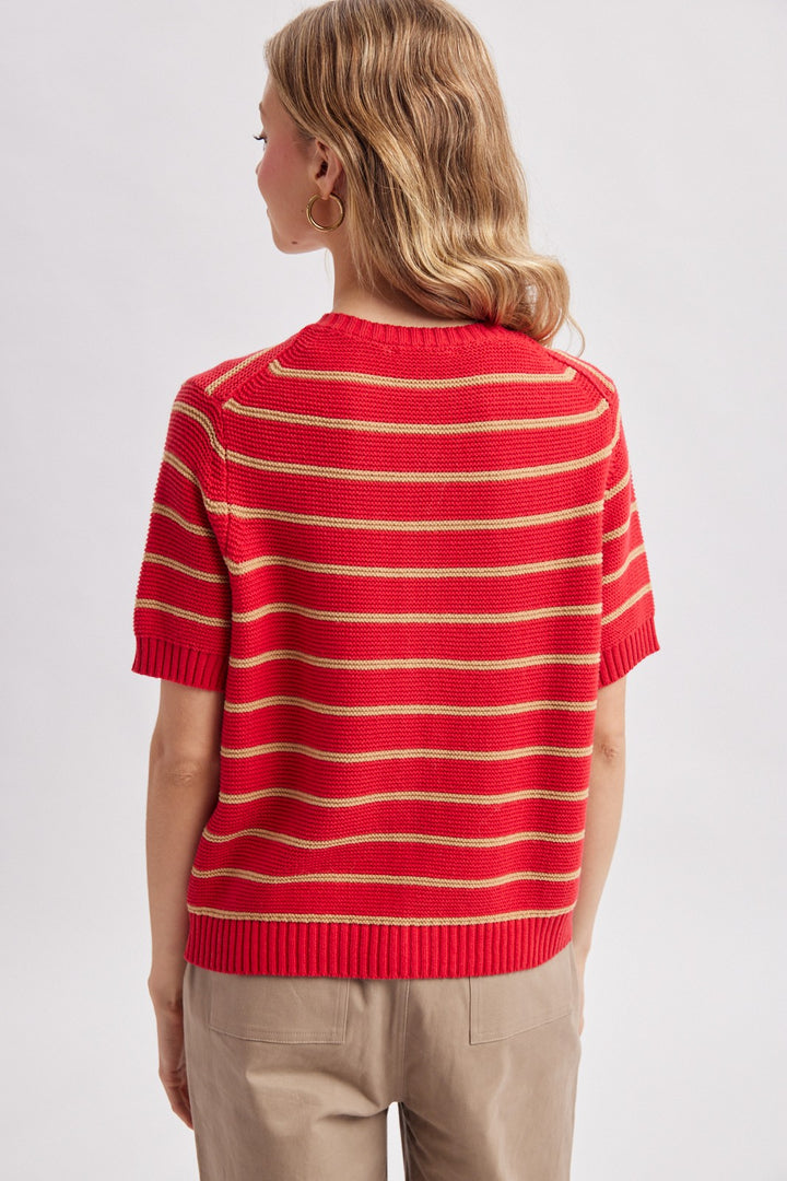 Elara Cardigan - Red/Camel