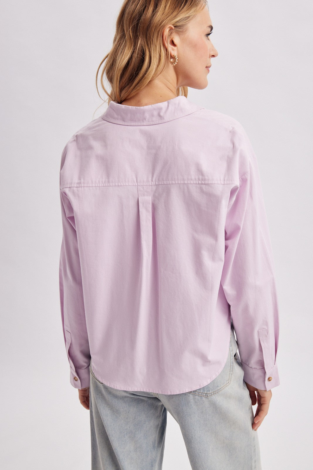 Long Sleeve Pocket Shirt - Light Lilac