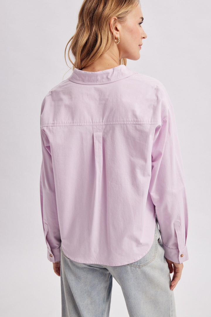 Long Sleeve Pocket Shirt - Light Lilac