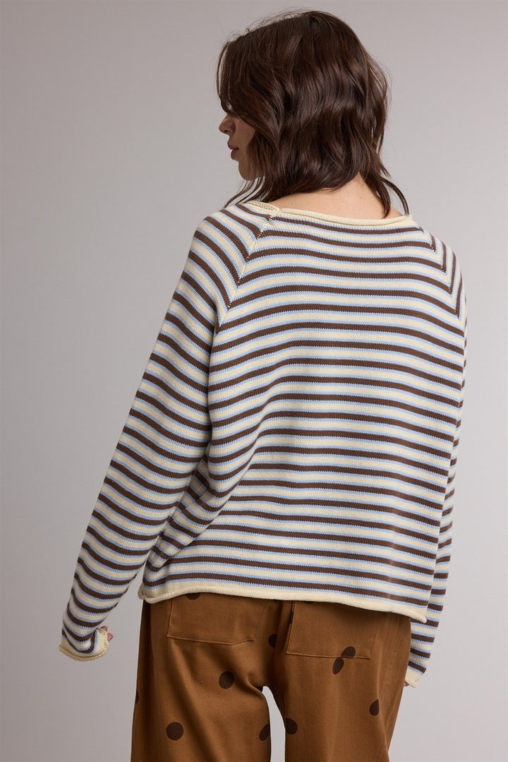 Maya Striped Top Choco &amp; Blue