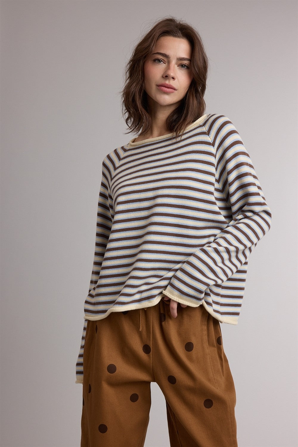 Maya Striped Top Choco &amp; Blue