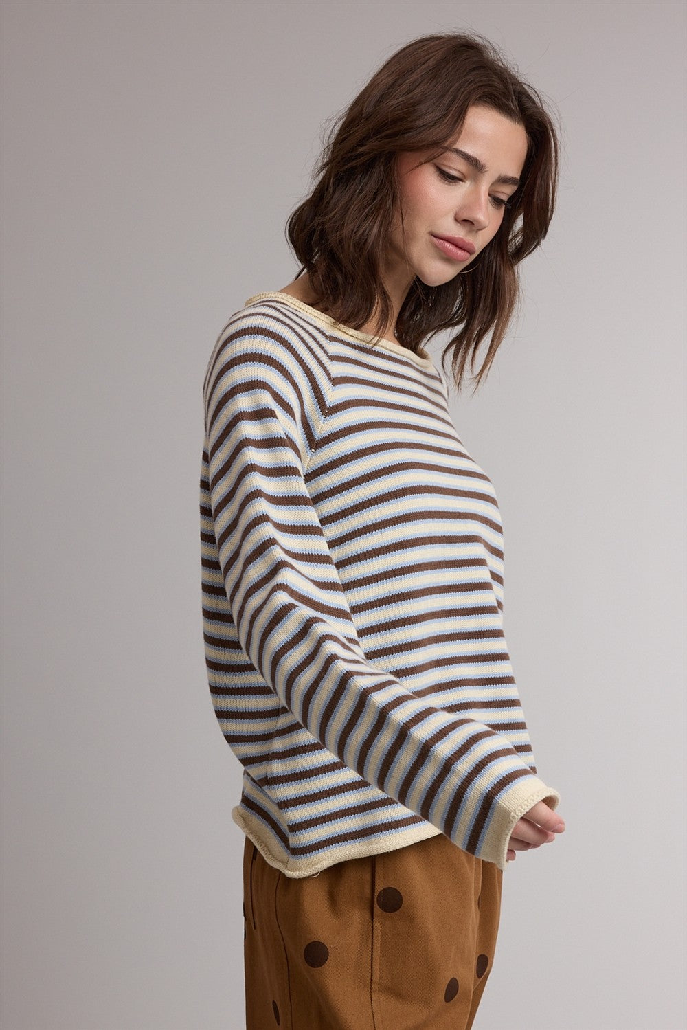 Maya Striped Top Choco &amp; Blue