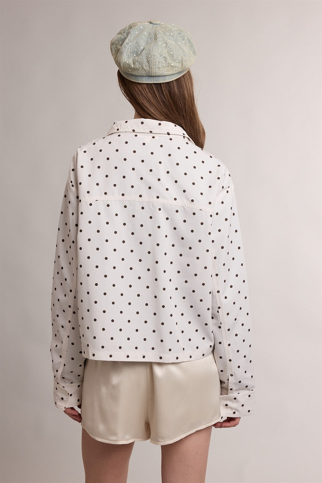 Polka Dot Windbreaker - Ecru/Chocolate