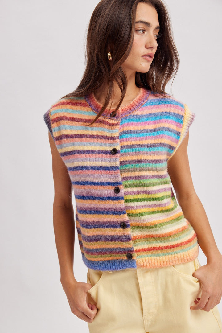 Rainbow Stripe Sweater Vest