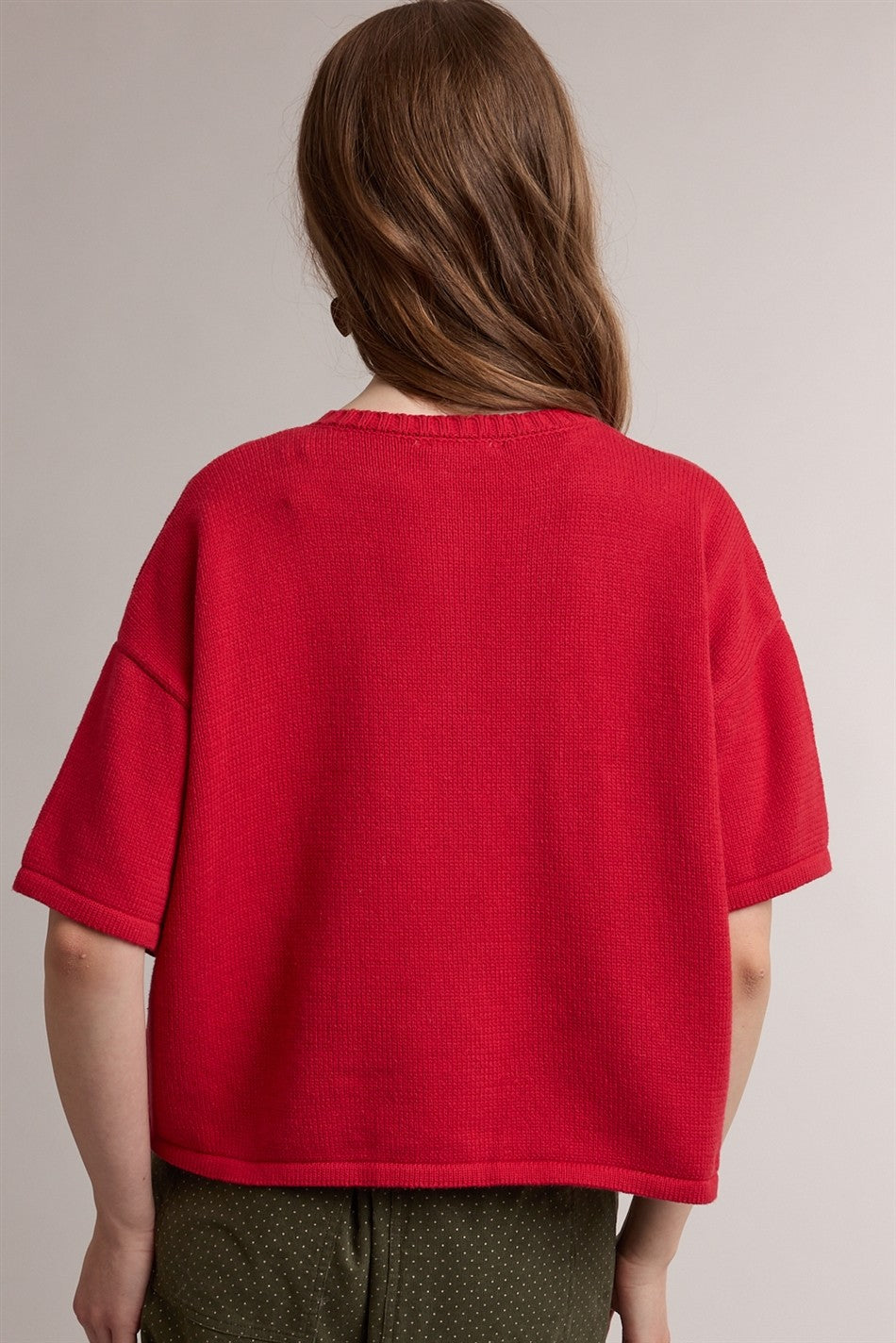 Short Sleeve Cardigan - Red