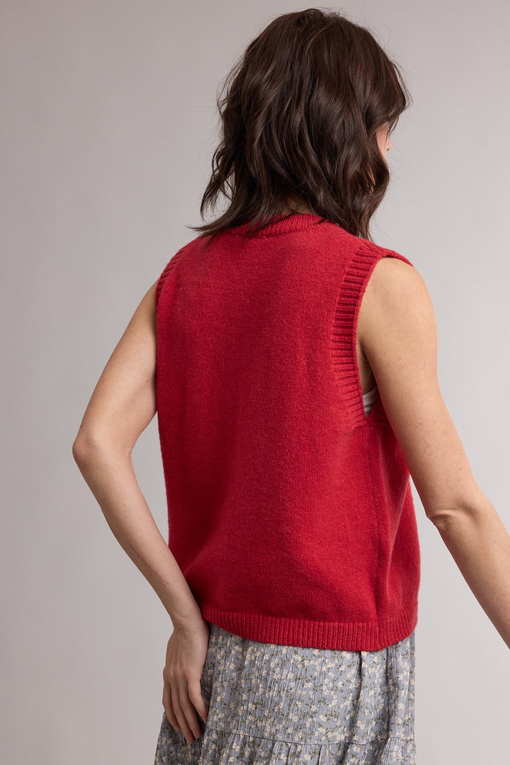 Sleeveless Cardigan Vest - Poppy