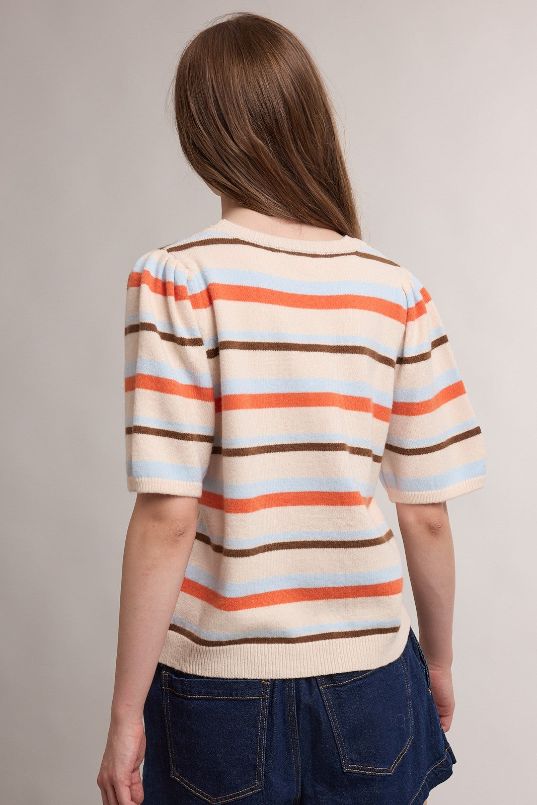 Striped Sweater Top - Oatmeal Multi